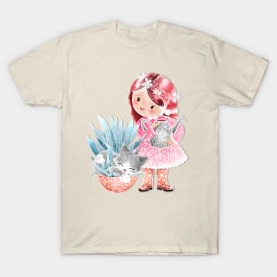 Strawberry Blonde Kitsch Cat Lady T-Shirt